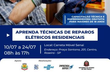 Prefeitura promove curso de eletricista em carreta do Senai 