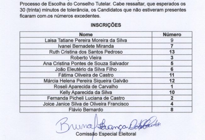 COMISSÃO ELEITORAL PARA ELEIÇÃO DOS CONSELHEIROS TUTELARES