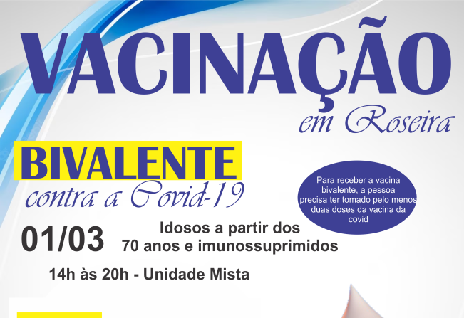 Roseira começa campanha de vacinação bivalente contra covid-19